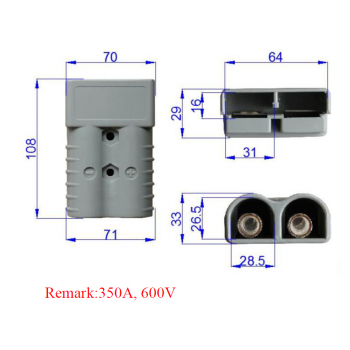 konektor 2 polni za viličarje močnostni 350A 600V šifra 152 konektor 2 polni za viličarje močnostni 350A 600V šifra 152