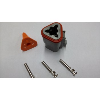 82260003 Deutsch konektor 3 polni z ženskimi končniki in zaklopom