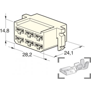 KONEKTOR MULTIPLE 6,3 ŽENSKI 6 POL